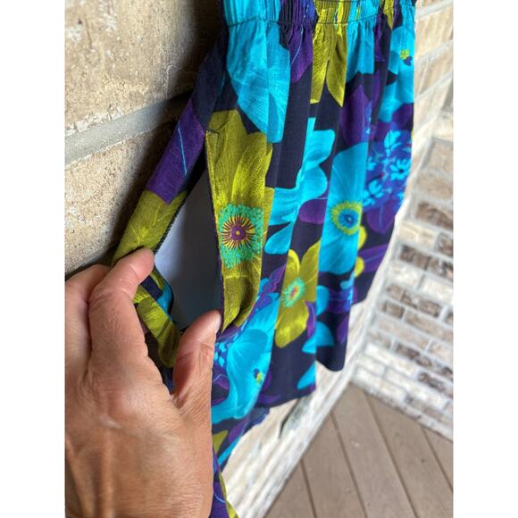 VTG 90s Nouveau Tropical Summer Vacation Rayon Floral High Rise Mom Shorts MED - Picture 2 of 7